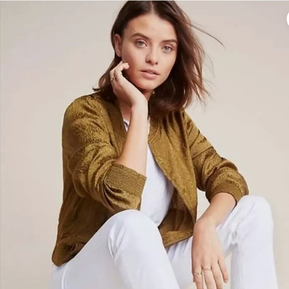 Maeve by Anthropolgie Satin bomber Jacket szM - Picture 1 of 15